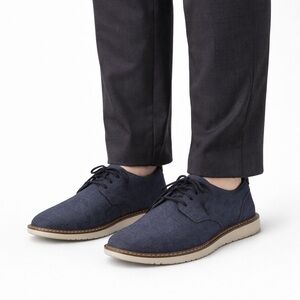 Size 11.5 Toms Men’s Navi Oxford Boat Shoes Blue Casual Lace Up Canvas